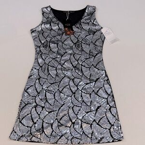 ICU COLLECTION Black and Silver Sequin dress. Size S